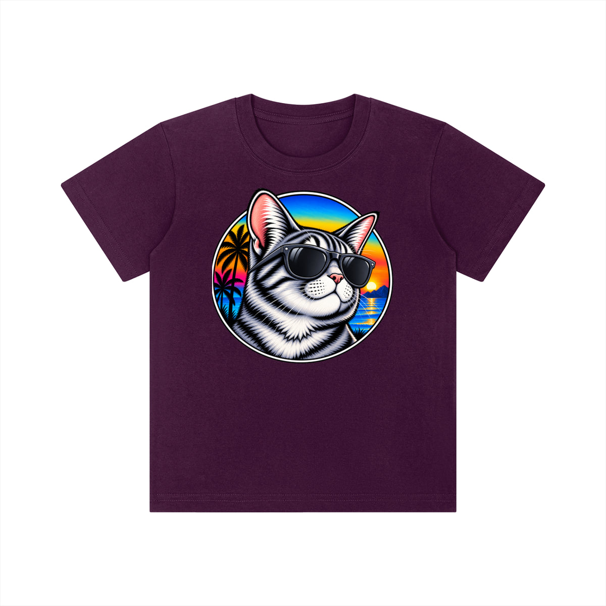 Cat Sunset Kids' Crewneck Short-Sleeve T-Shirt