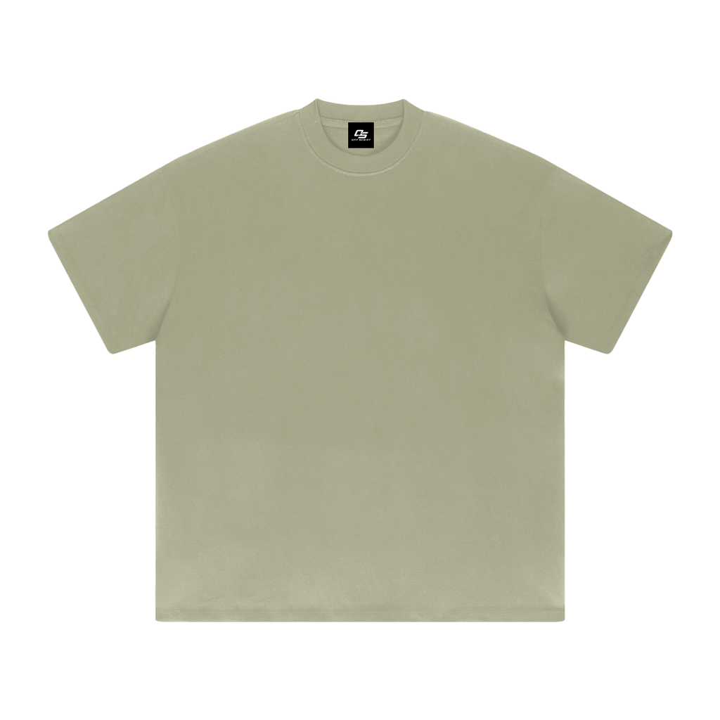 Grey Green Heavyweight Drop Shoulder T-Shirt front product view