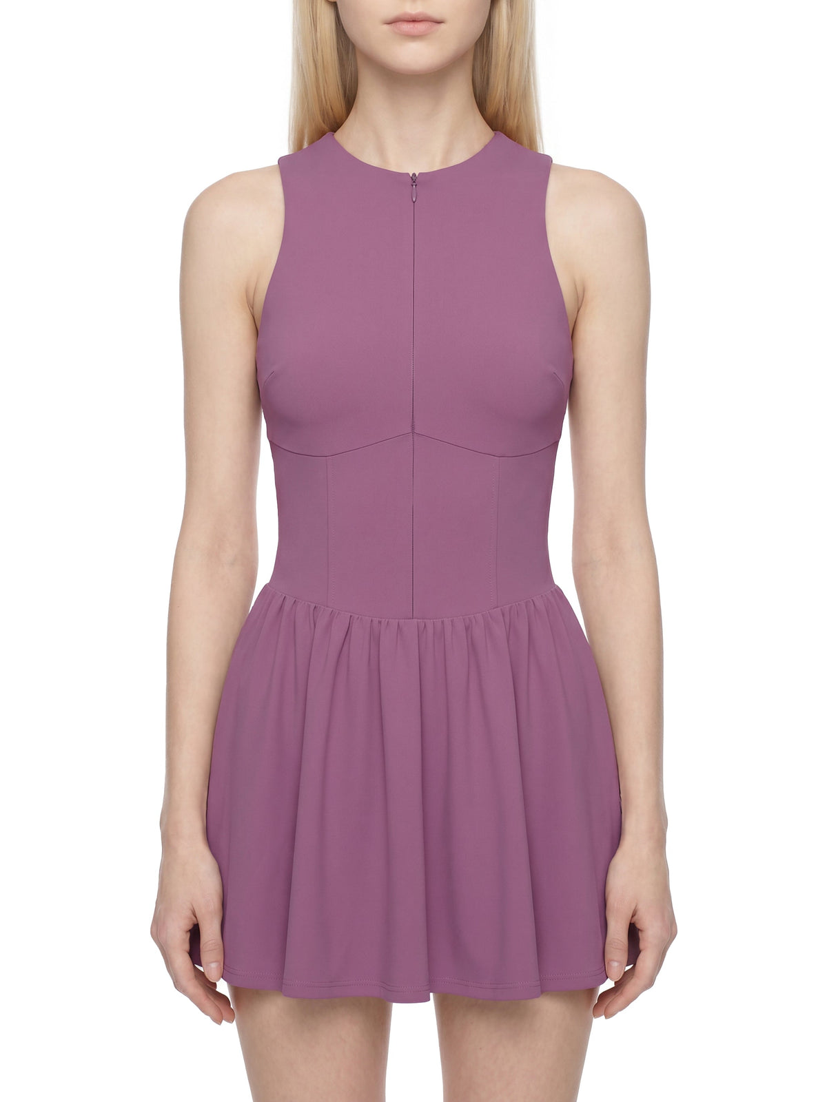 Women’s Ruched Sleeveless Full-Zip Dress