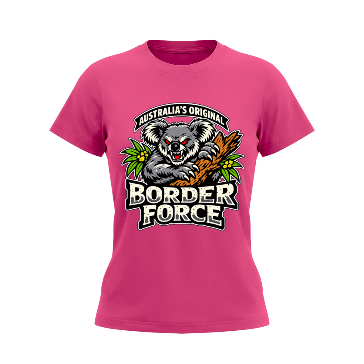 Drop Bear Women's Slim Fit Crewneck T-Shirt - Rose Red front mockup