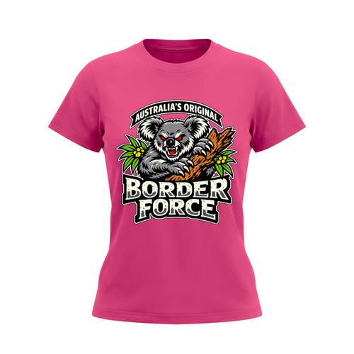 Drop Bear Women's Slim Fit Crewneck T-Shirt - Rose Red front mockup