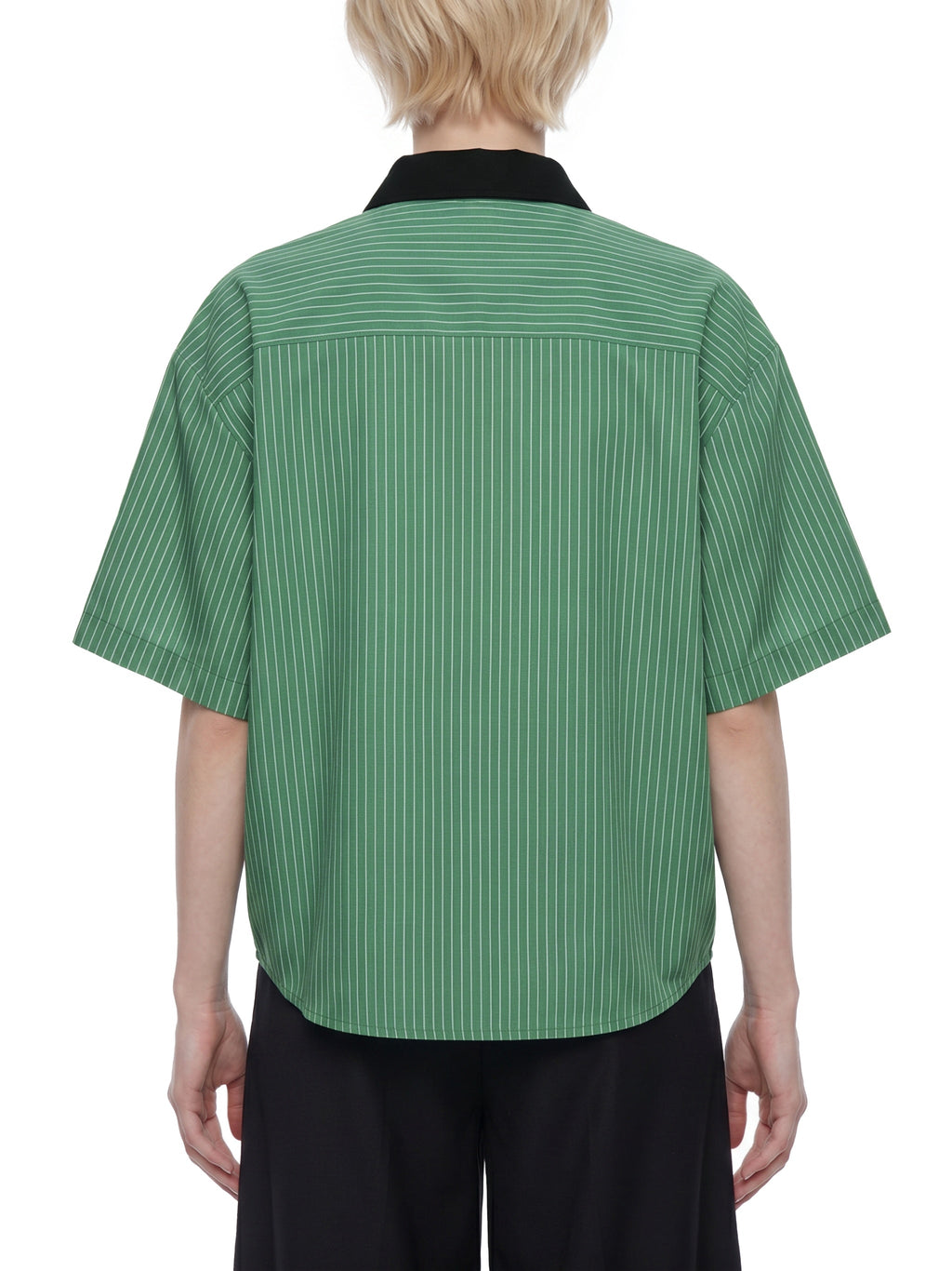 Unisex Striped Boxy Contrast Collar Shirt