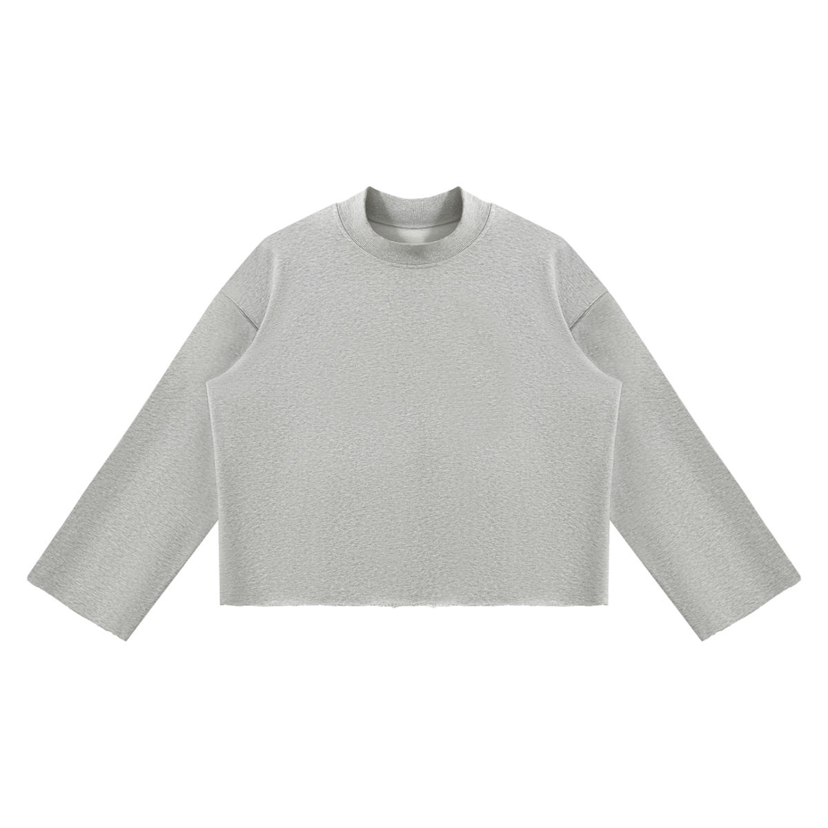 Unisex Mock-Neck Raw-Edge Boxy Sweatshirt
