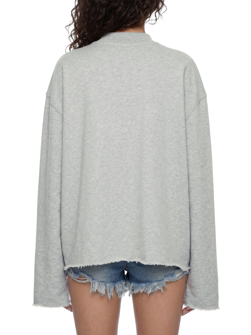 Unisex Mock-Neck Raw-Edge Boxy Sweatshirt