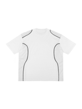 White Contrast Piped Panel T-Shirt front product view