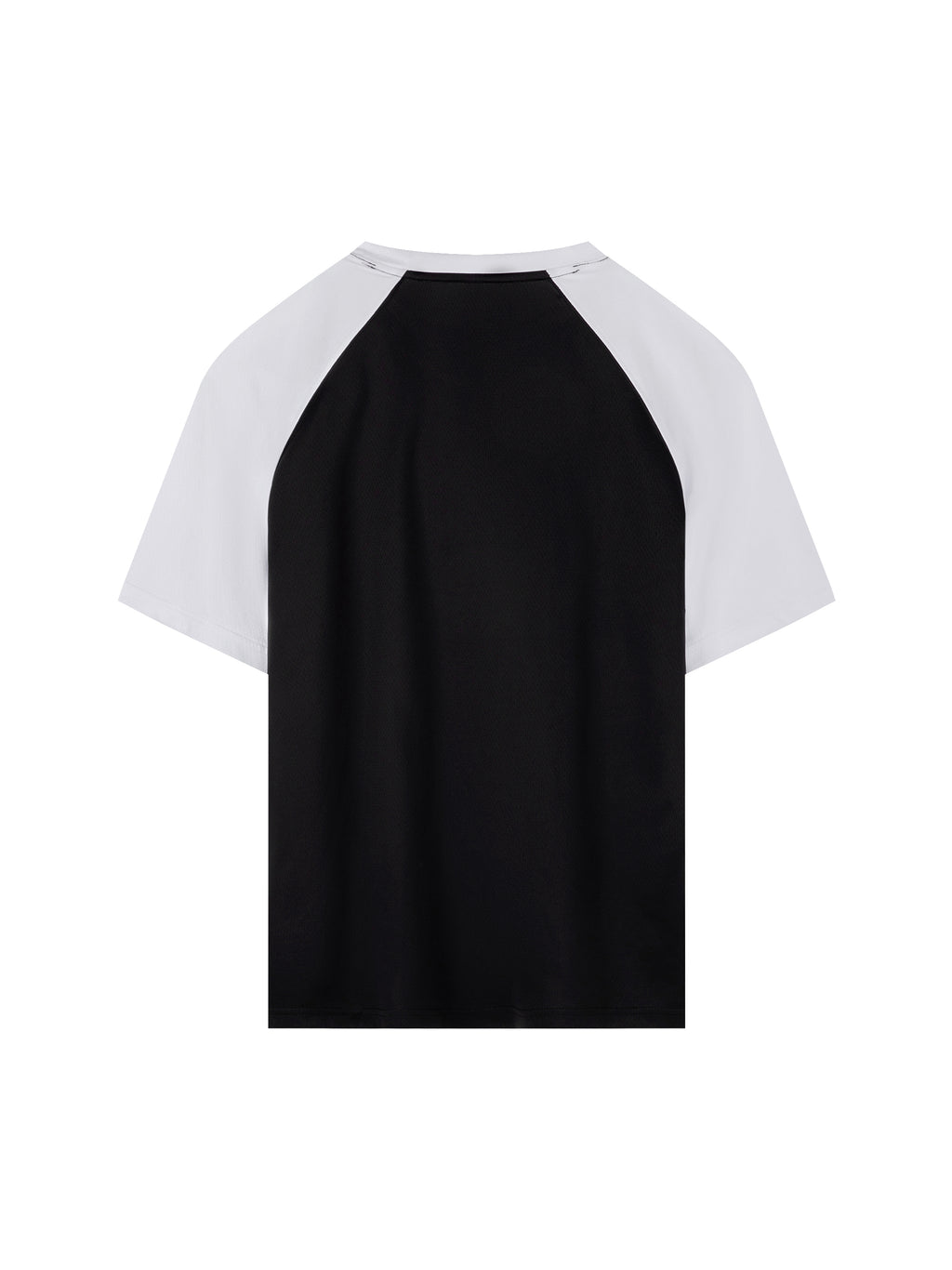 Black with White Contrast Raglan Sleeve Mesh T-Shirt back product view