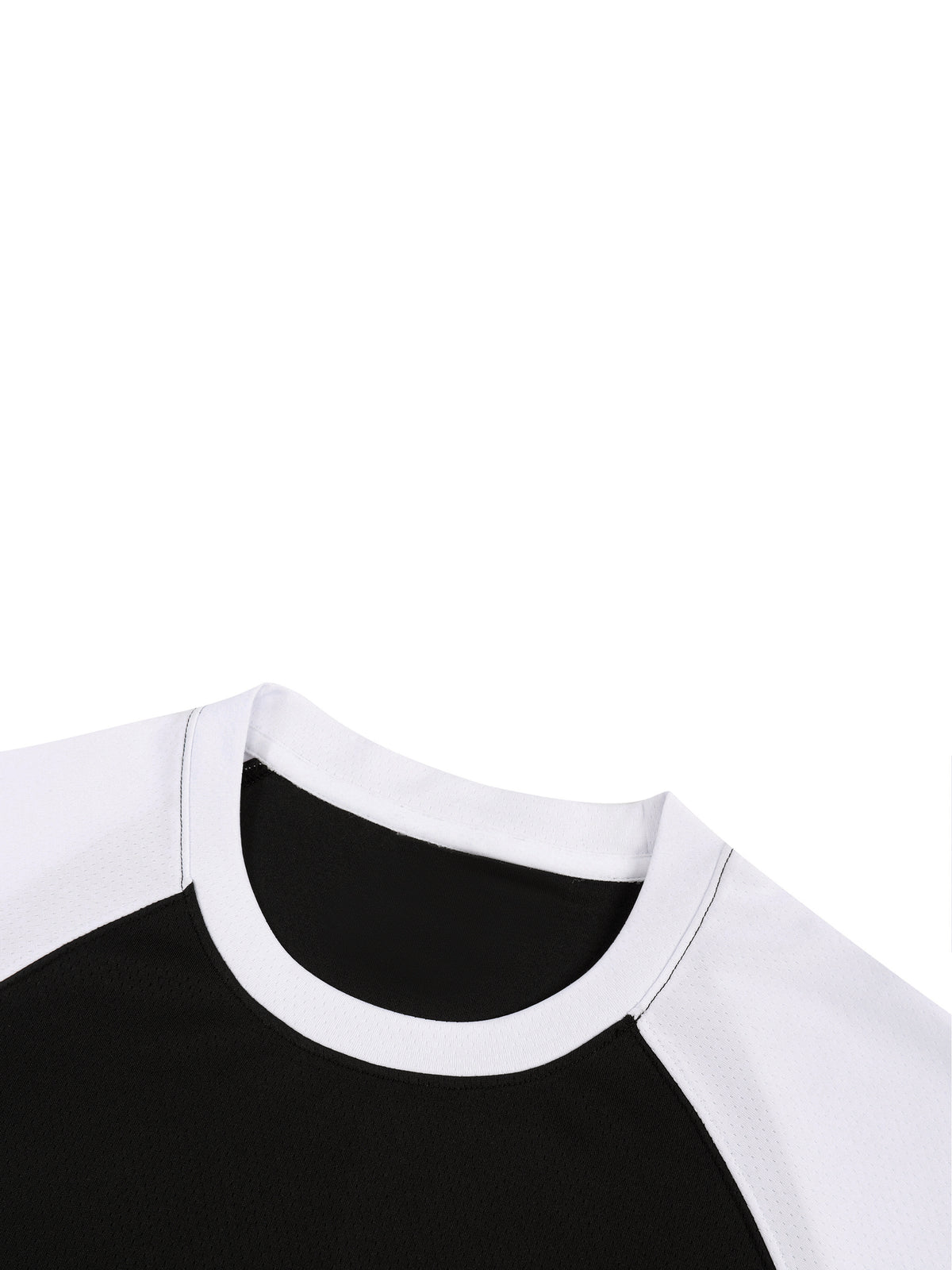 Contrast Raglan Sleeve Mesh T-Shirt neckline detail