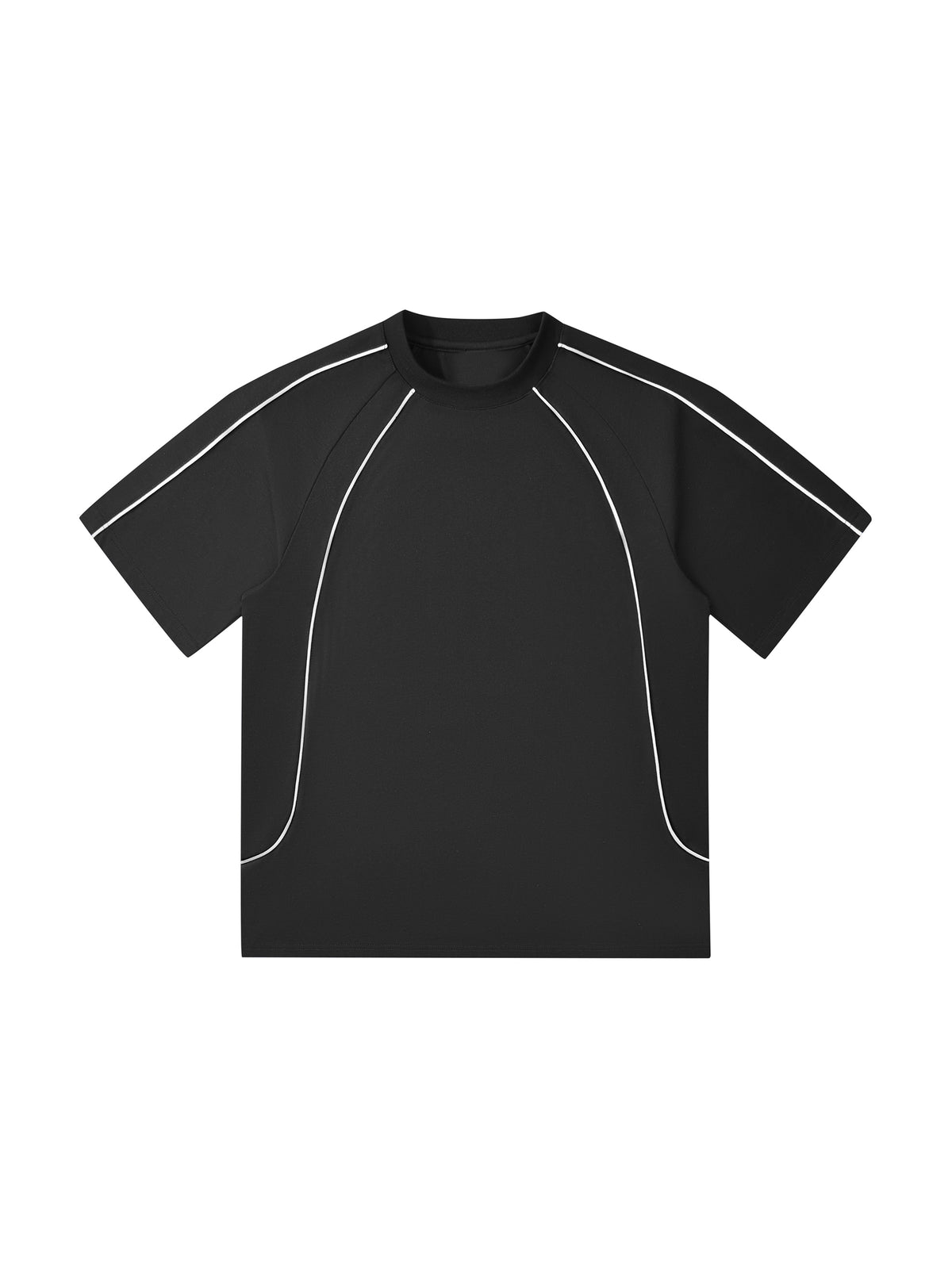Black Unisex Contrast Stitch Raglan T-Shirt front view