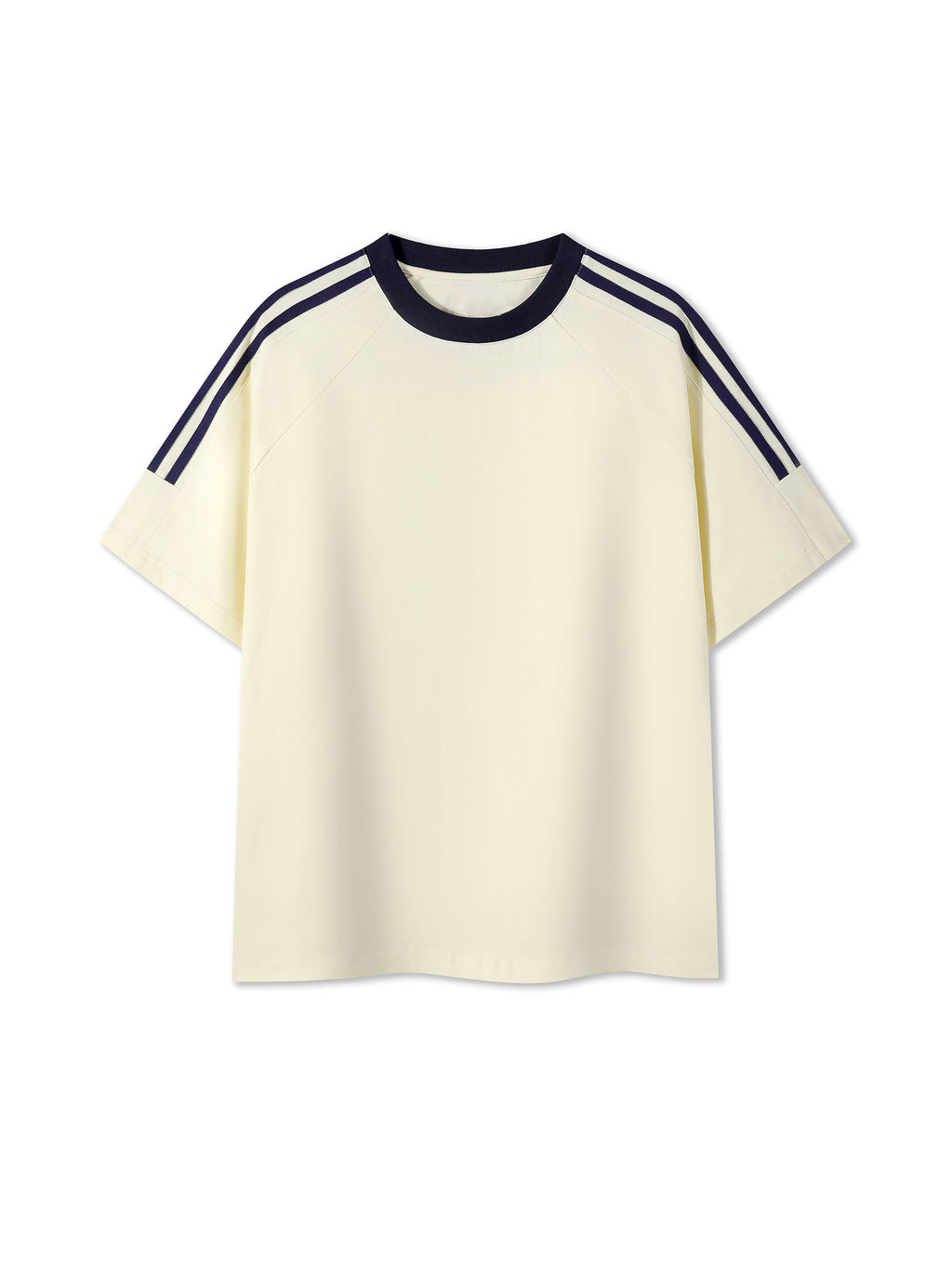 Off Script Contrast Tape Crewneck Cotton T-Shirt - Mild Apricot front view