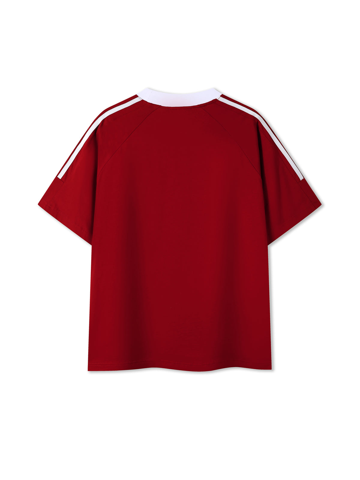 Off Script Contrast Tape Crewneck Cotton T-Shirt - Wine Red back view
