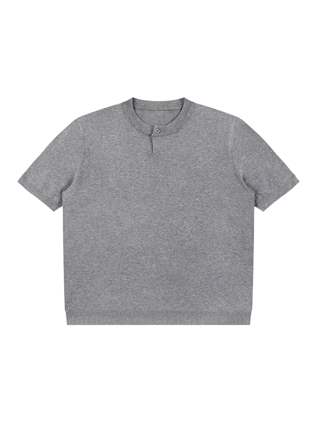 Off Script Cotton Knit Short Sleeve Henley T-Shirt - Flower Gray front view