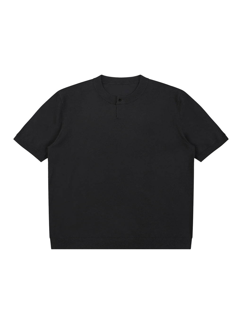 Off Script Cotton Knit Short Sleeve Henley T-Shirt - Black front view