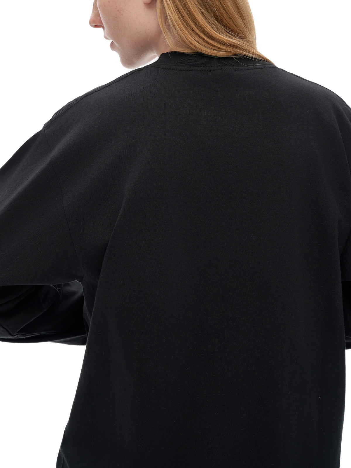 Off Script Crew Neck Drop Shoulder Long Sleeve Shirt - Black shoulder and back detail