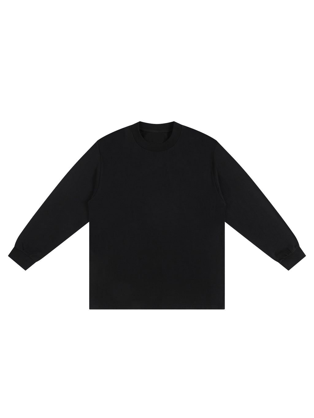 Off Script Crew Neck Drop Shoulder Long Sleeve Shirt - Black alternate front view