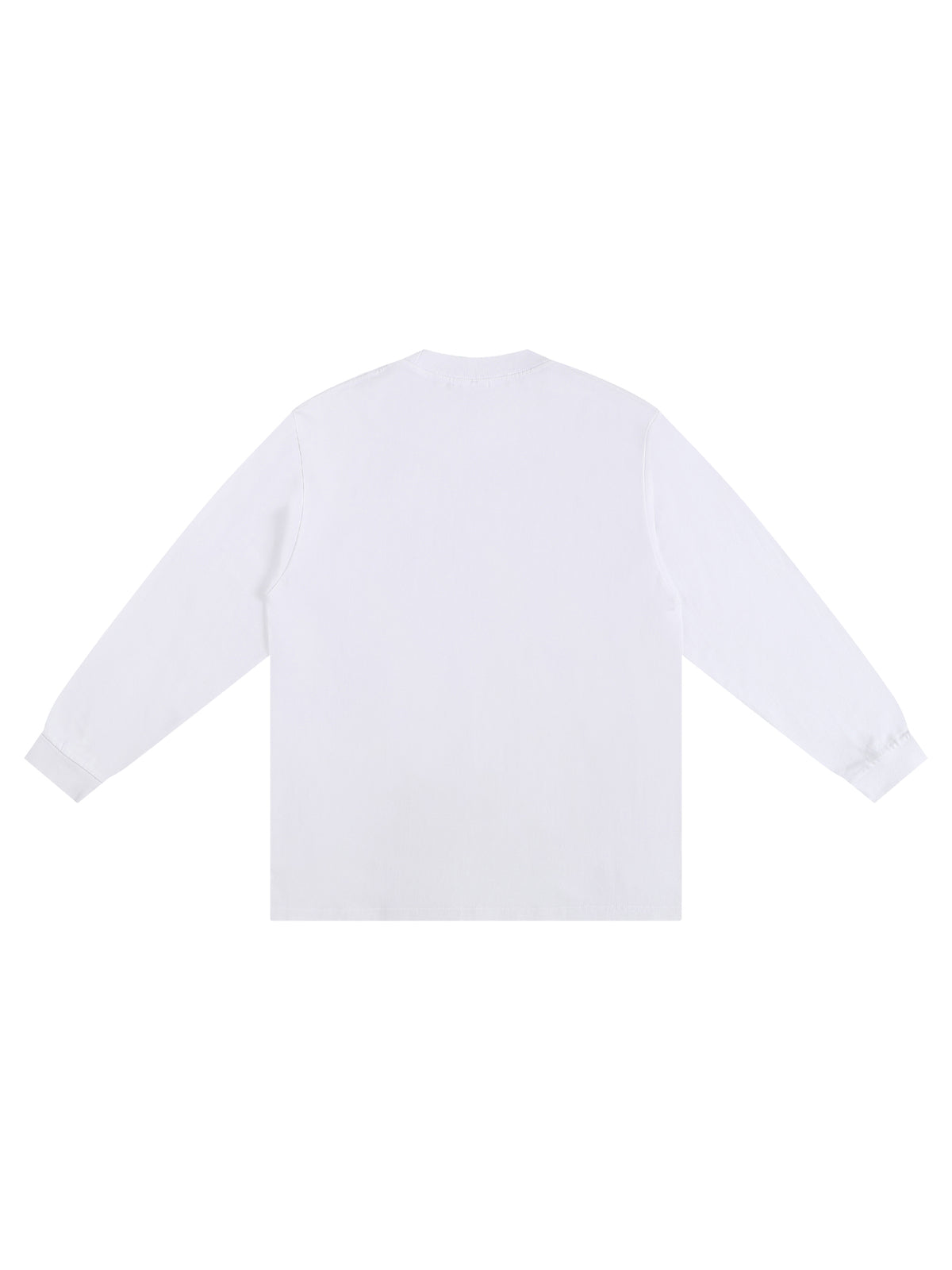 Off Script Crew Neck Drop Shoulder Long Sleeve Shirt - Basic White back view