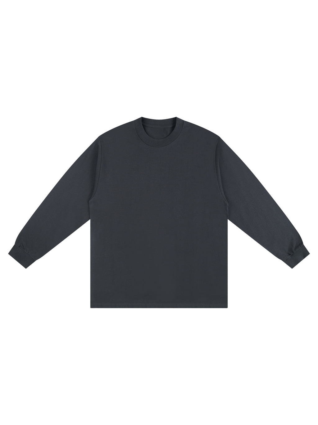 Off Script Crew Neck Drop Shoulder Long Sleeve Shirt - Dark Gray front view