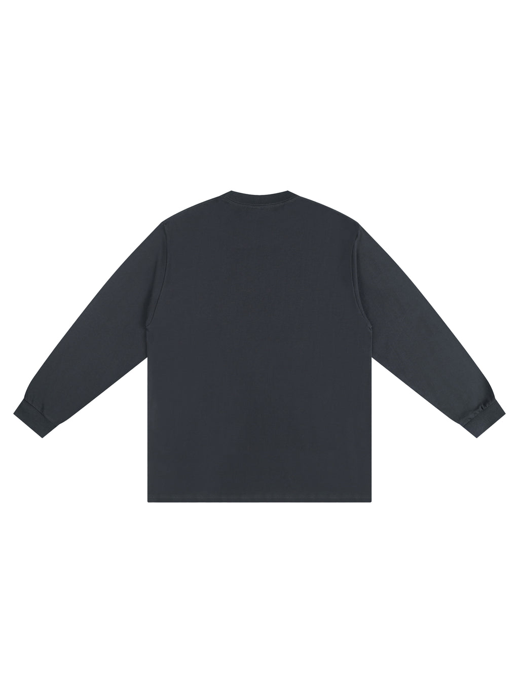 Off Script Crew Neck Drop Shoulder Long Sleeve Shirt - Dark Gray back view