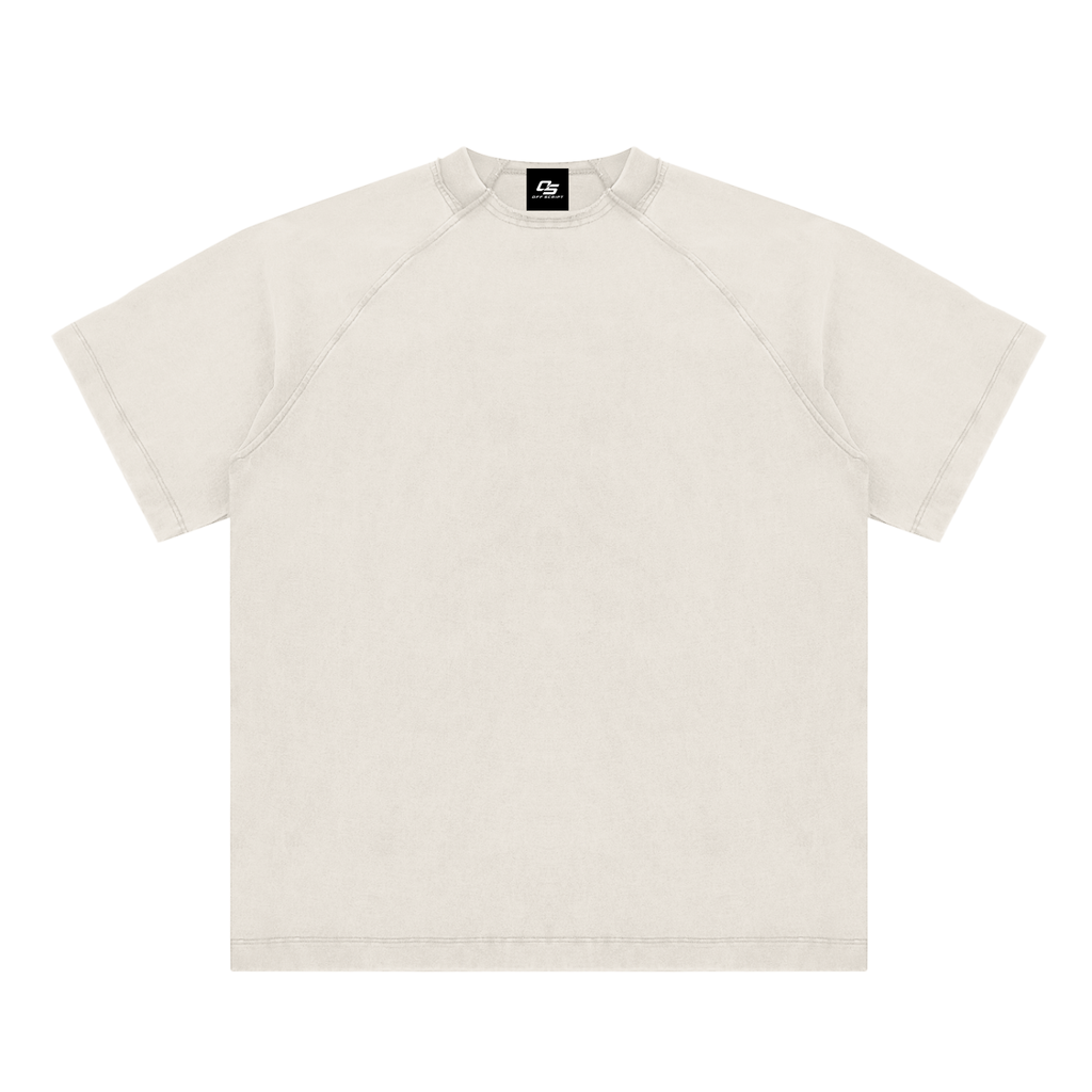 Grey White Unisex vintage-washed raglan cotton T-shirt front view