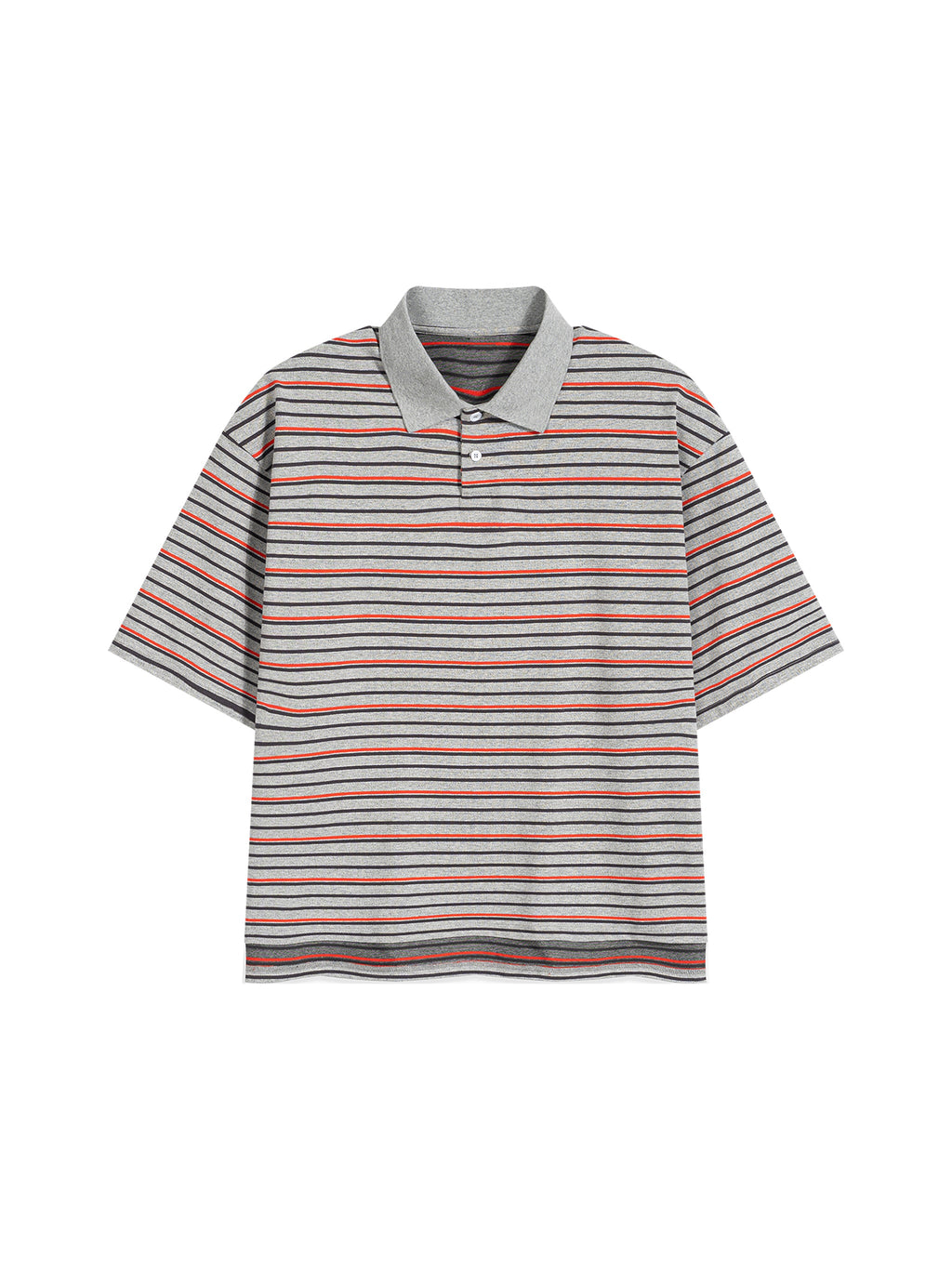 Unisex Striped Boxy Collared Polo Shirt