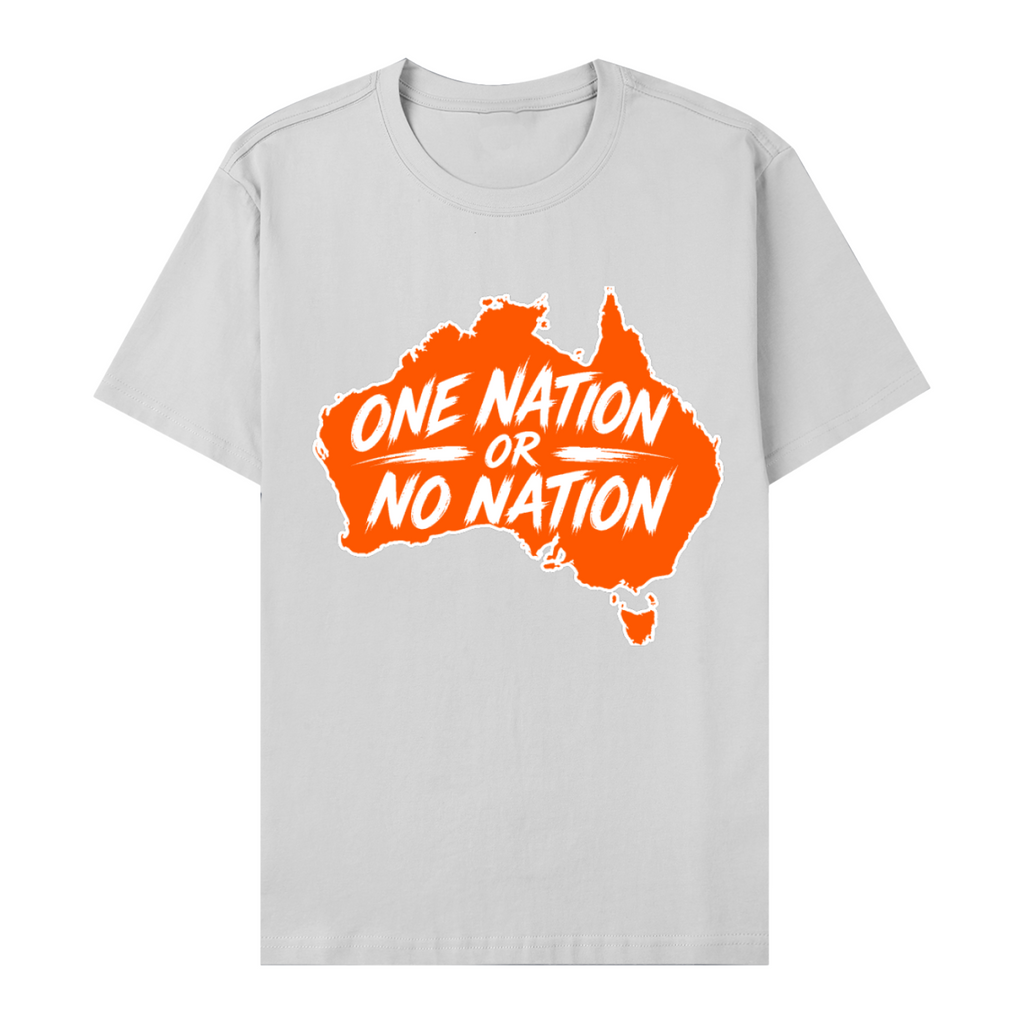 One Nation Essential Cotton T-Shirt - Light Gray front 3D mockup