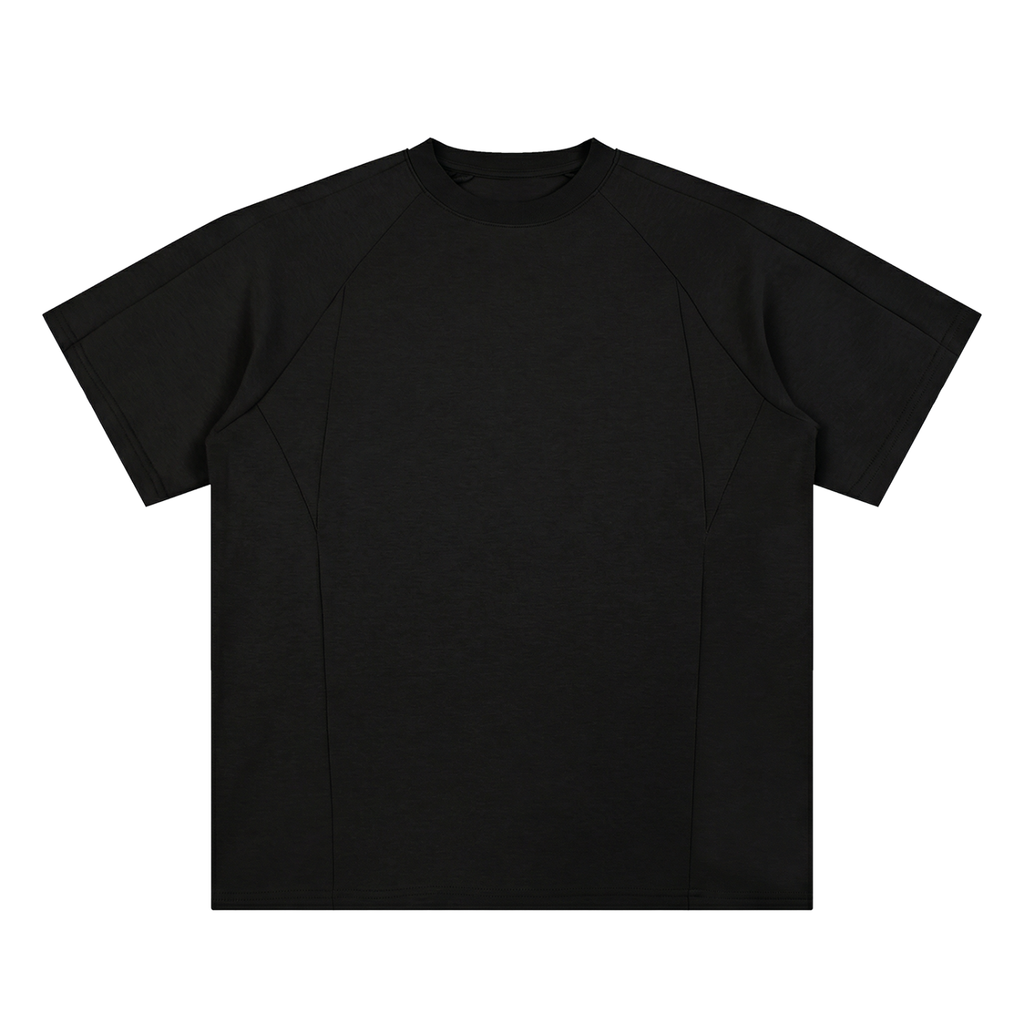 Black Unisex Oversized Paneled Raglan T-Shirt front view