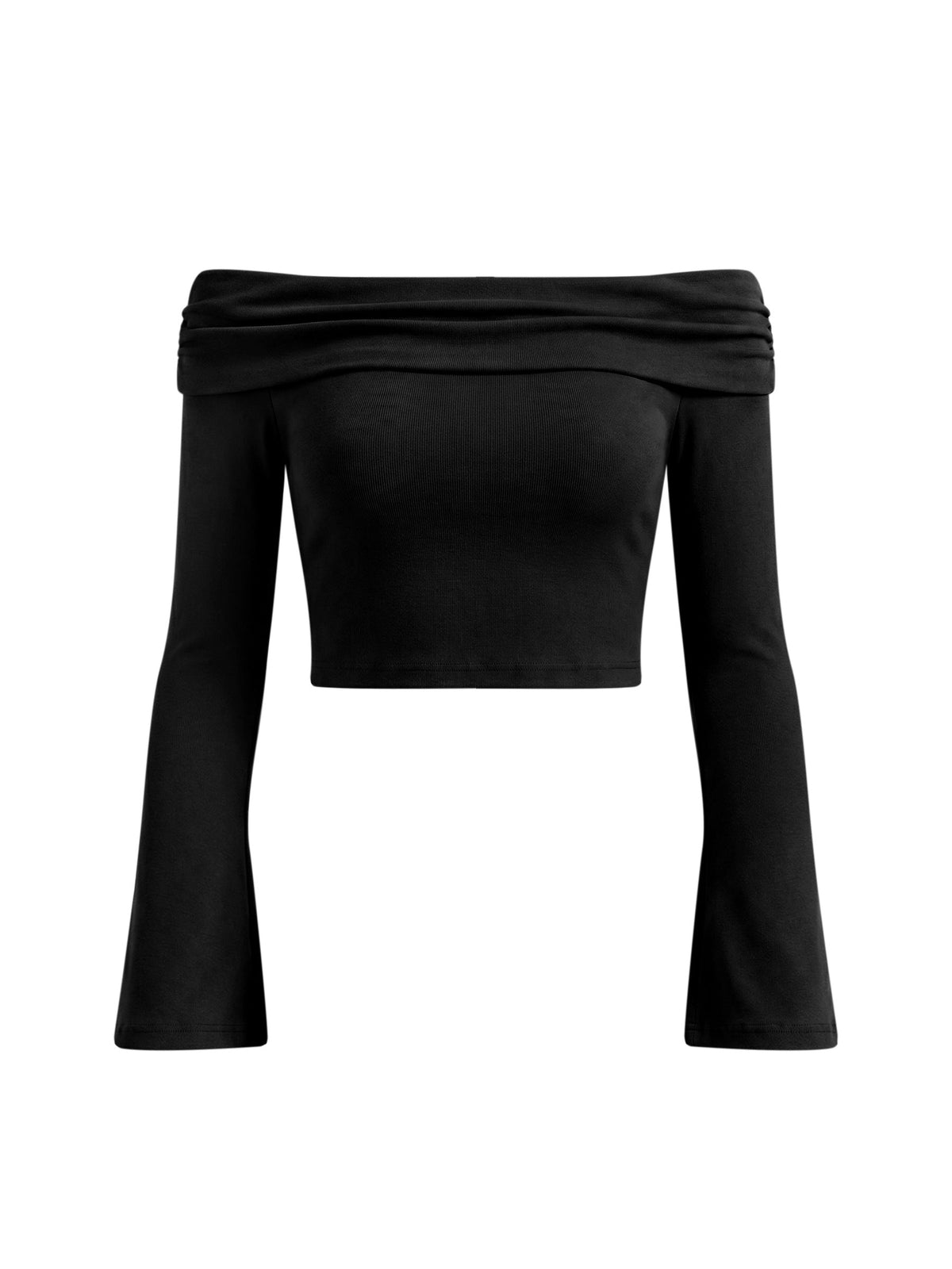 Women's Off-the-Shoulder Bell Sleeve Crop T-Shirt