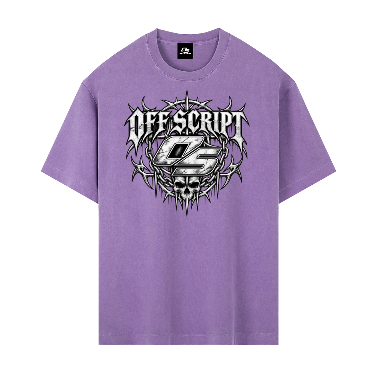 Off Script Gothic Skull Vintage Washed Oversized Cotton T-Shirt V3