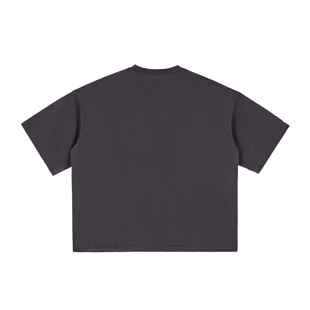 Black Unisex vintage-washed boxy T-shirt back view