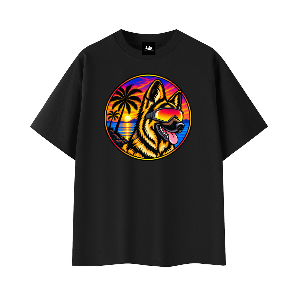 German Shepherd Sunset Graphic T-Shirt – Black