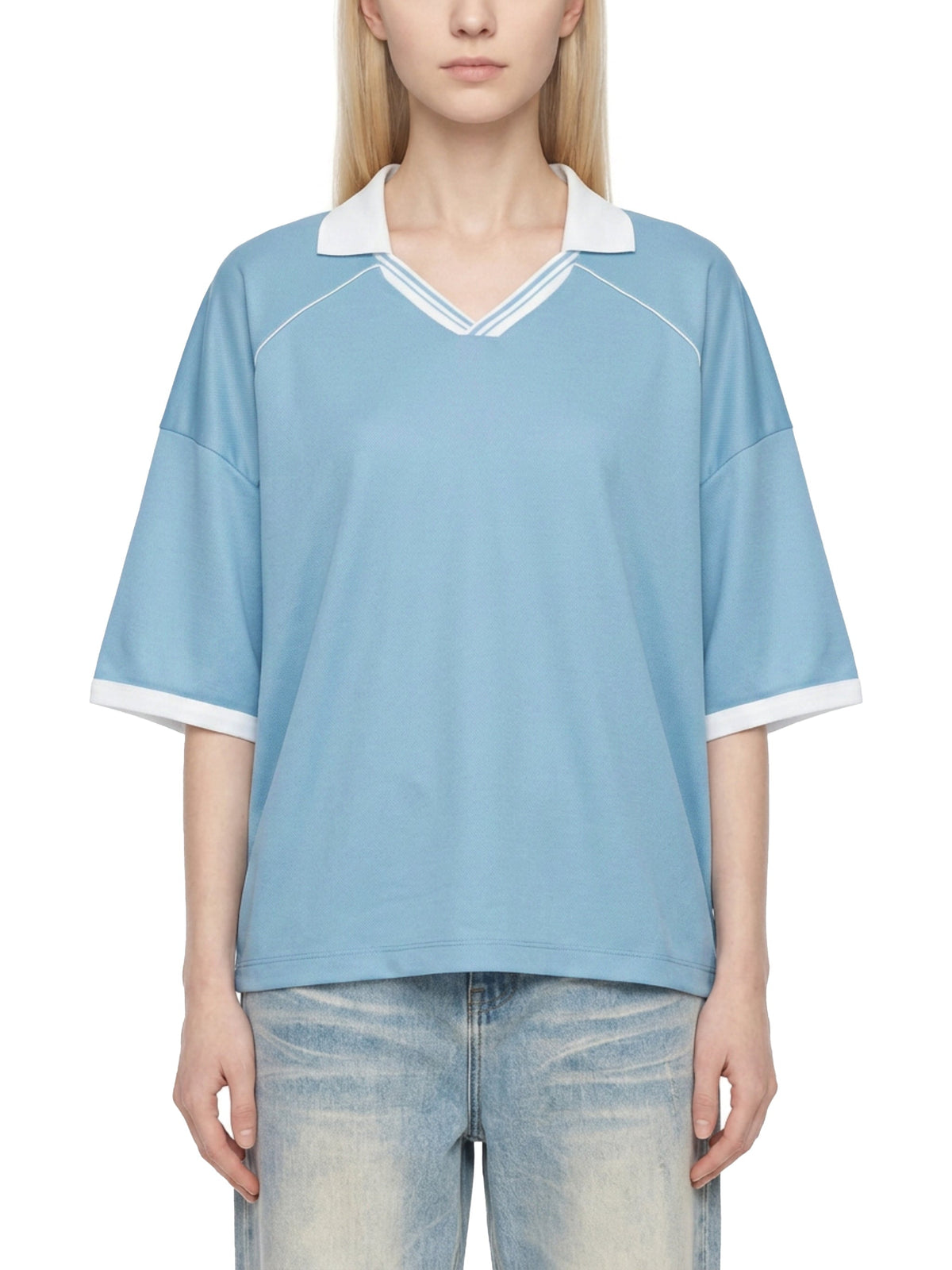 Unisex Collared Piping Boxy Soccer Jersey
