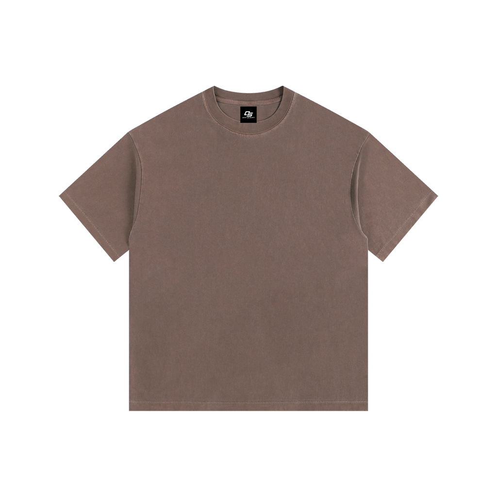 Coffee Unisex Vintage-Washed Oversized Cotton T-Shirt front view