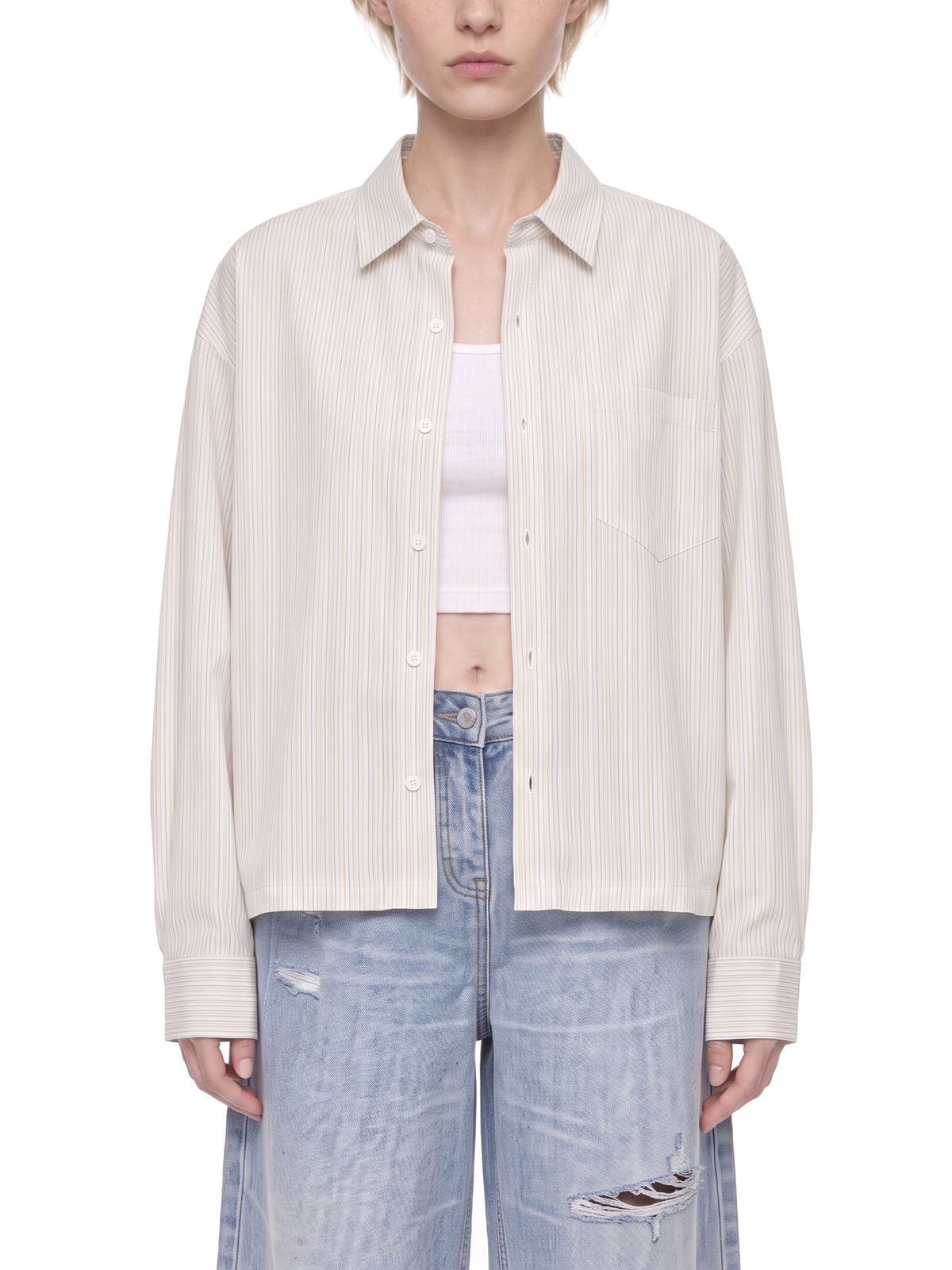 Unisex Boxy Striped Shirt
