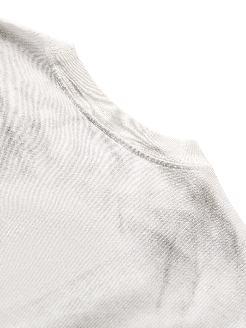 Off Script Dirty Washed Loose T-Shirt - White Gray neckline seam detail
