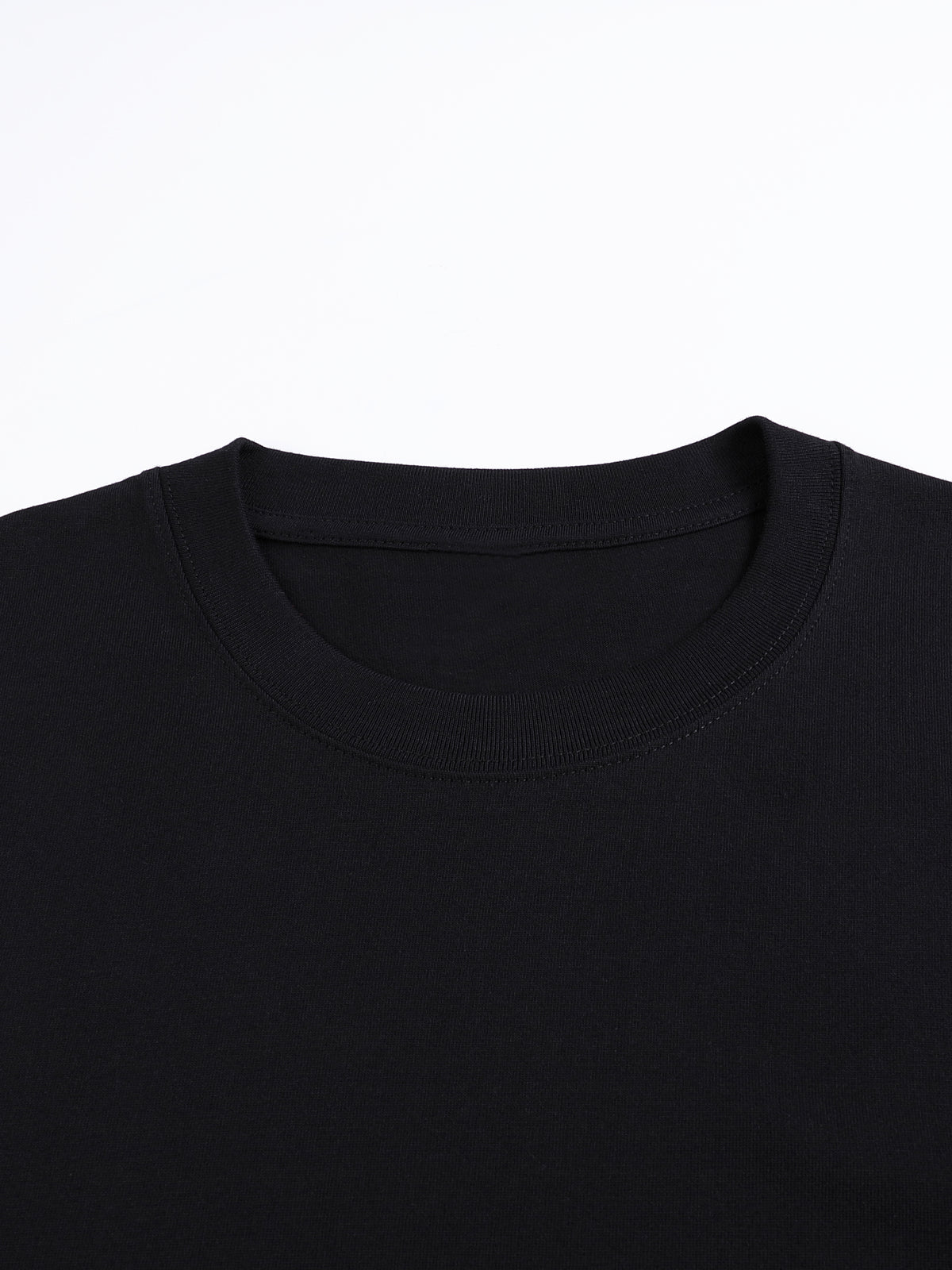 Off Script Drop Shoulder Cotton T-Shirt - Classic Black neckline detail