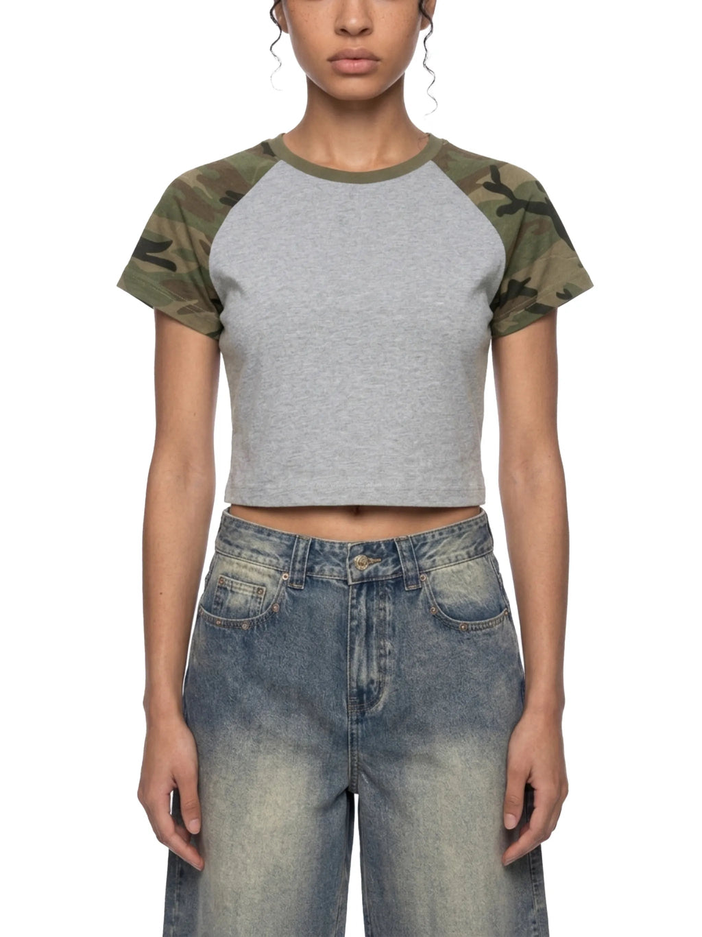 Women’s Camo Raglan Crop T-Shirt
