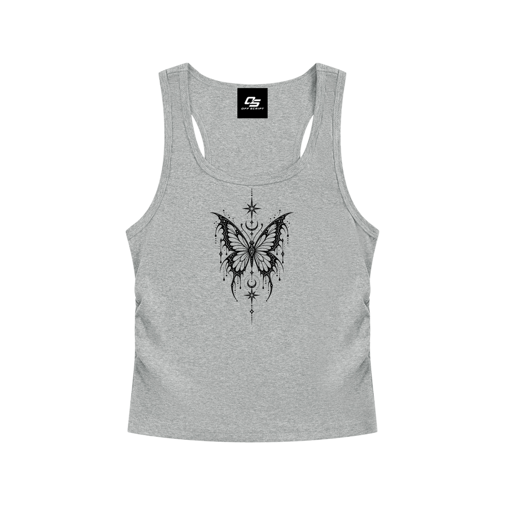 Celestial Butterfly Ruched Cropped Tank Top