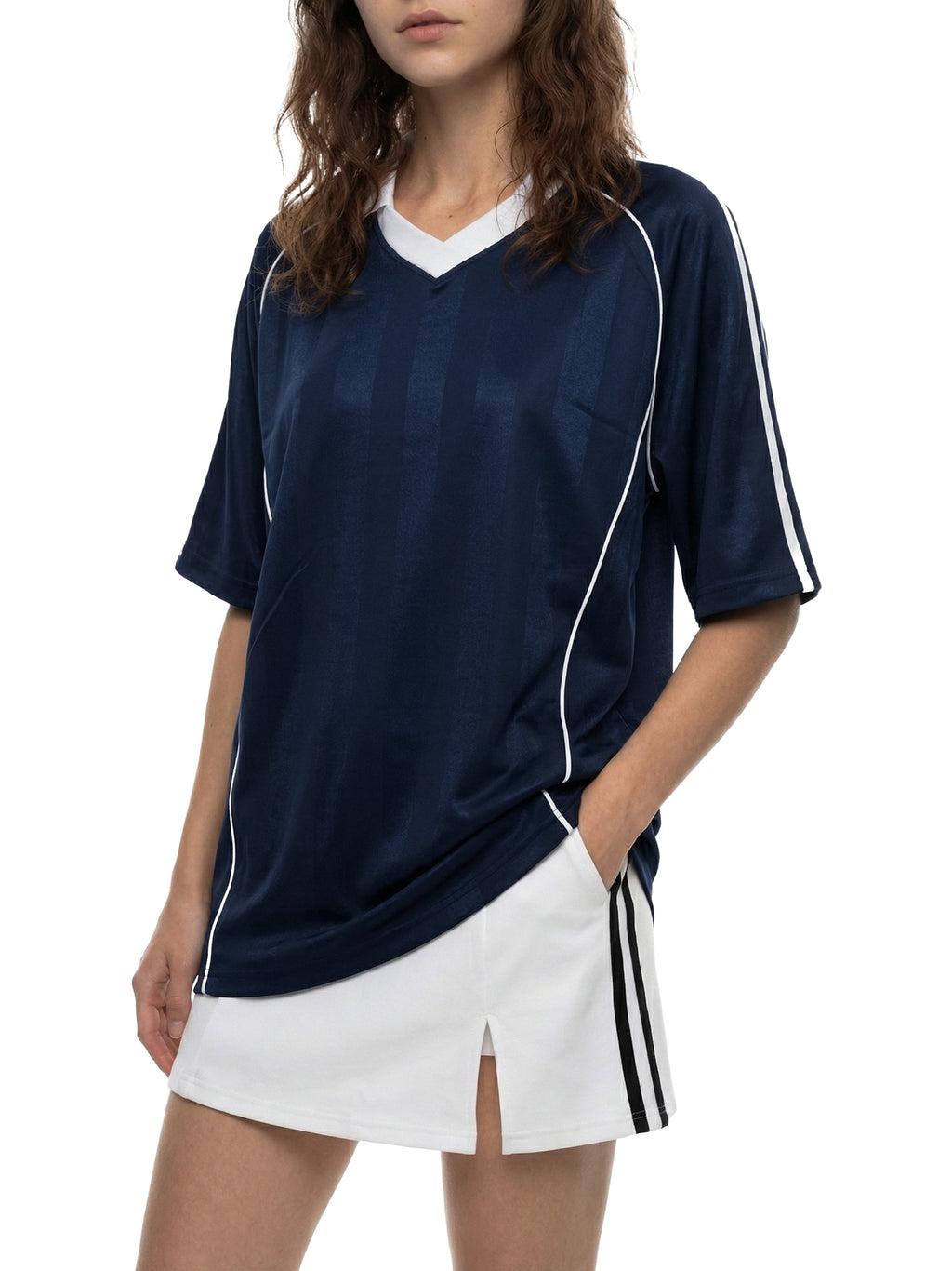 Unisex Shadow-Stripe Collared Soccer Jersey gallery view