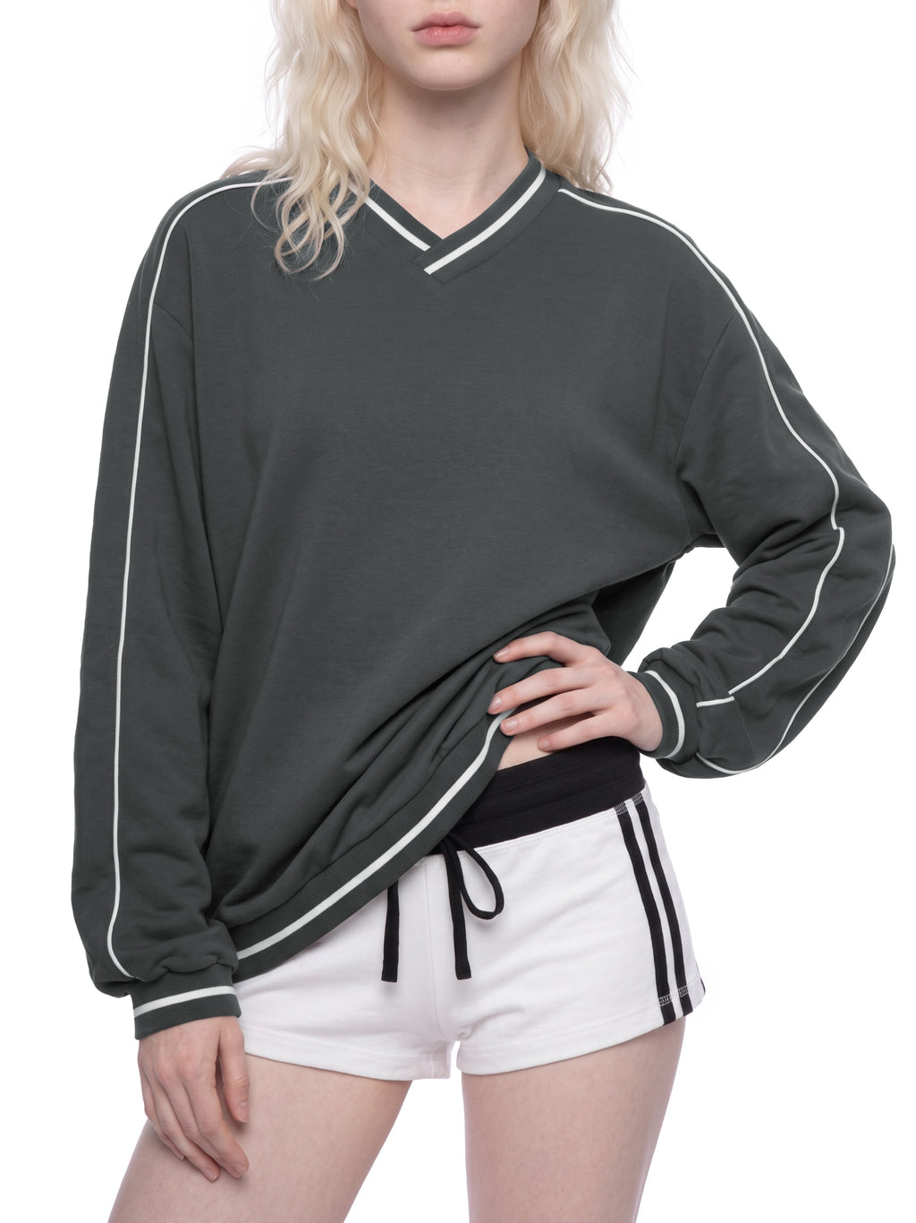 Unisex Color Block V-Neck Sweatshirt