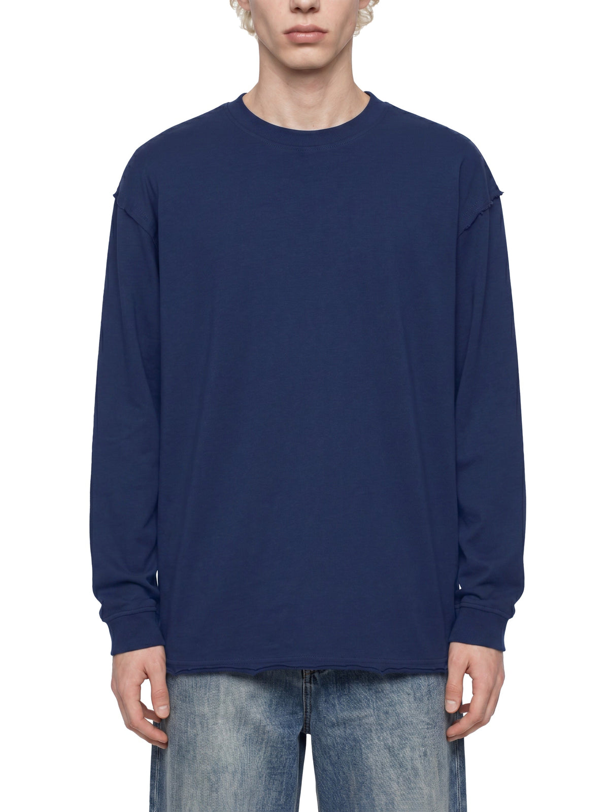 Unisex Raw Hem Long Sleeve T-Shirt