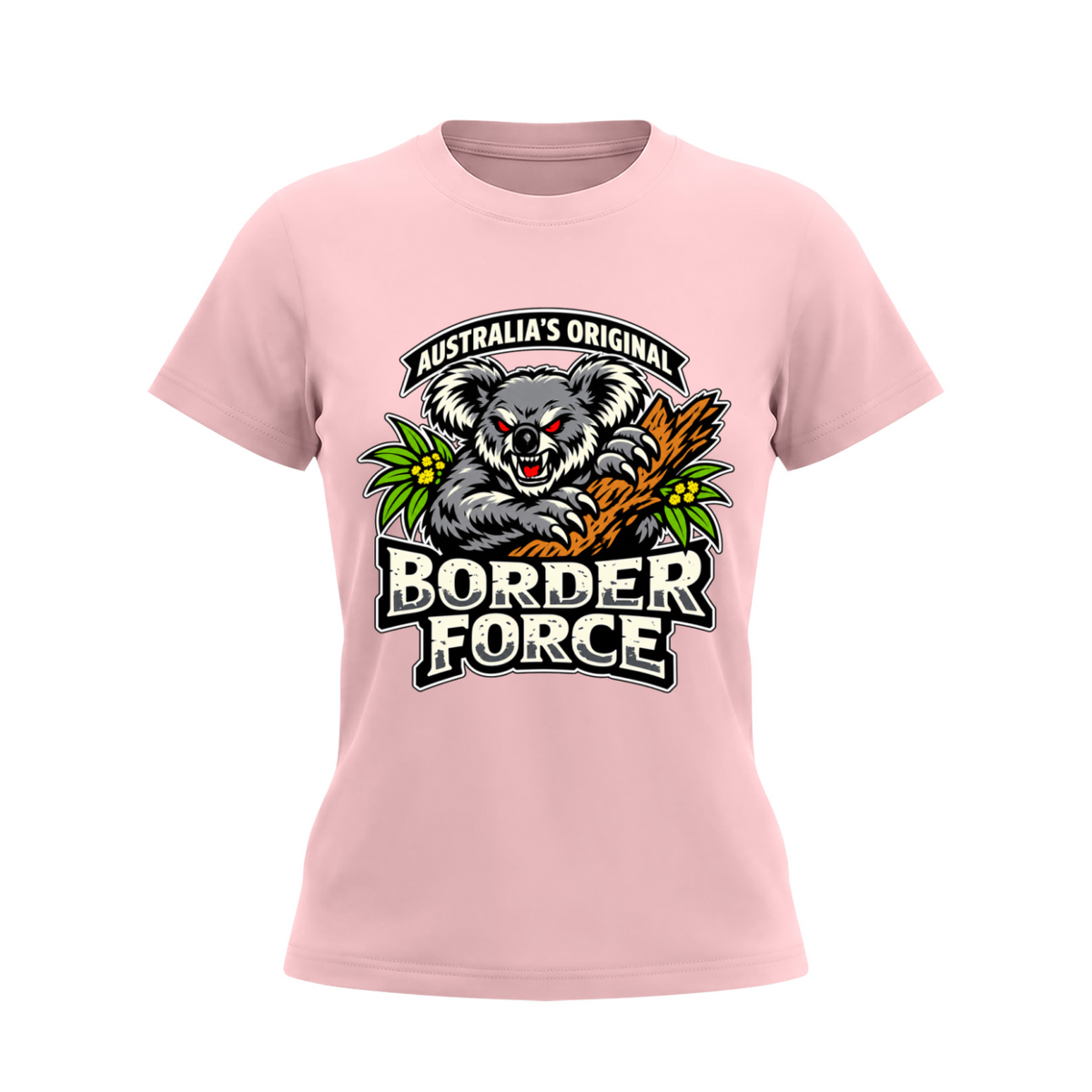 Drop Bear Women's Slim Fit Crewneck T-Shirt - Light Pink front 3D mockup