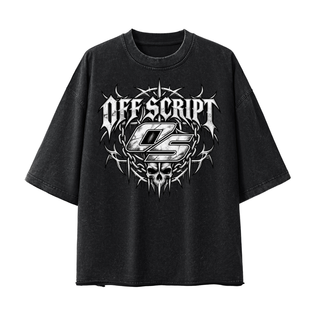 Off Script Gothic Skull Vintage Wash Boxy T-Shirt