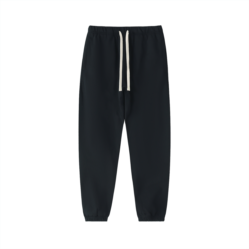 Unisex Essential Heavyweight Cotton Sweatpants – Black front view