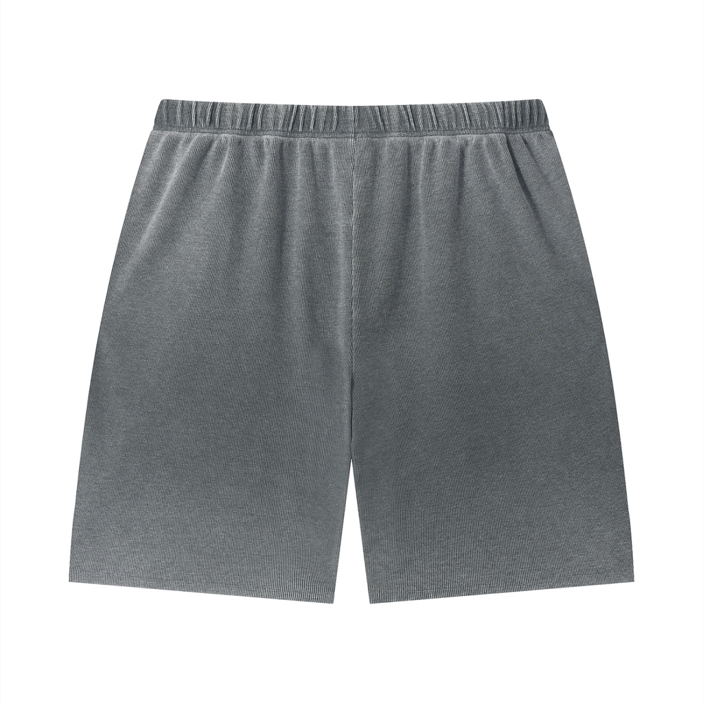 Unisex Vintage Wash Waffle Raw Hem Shorts