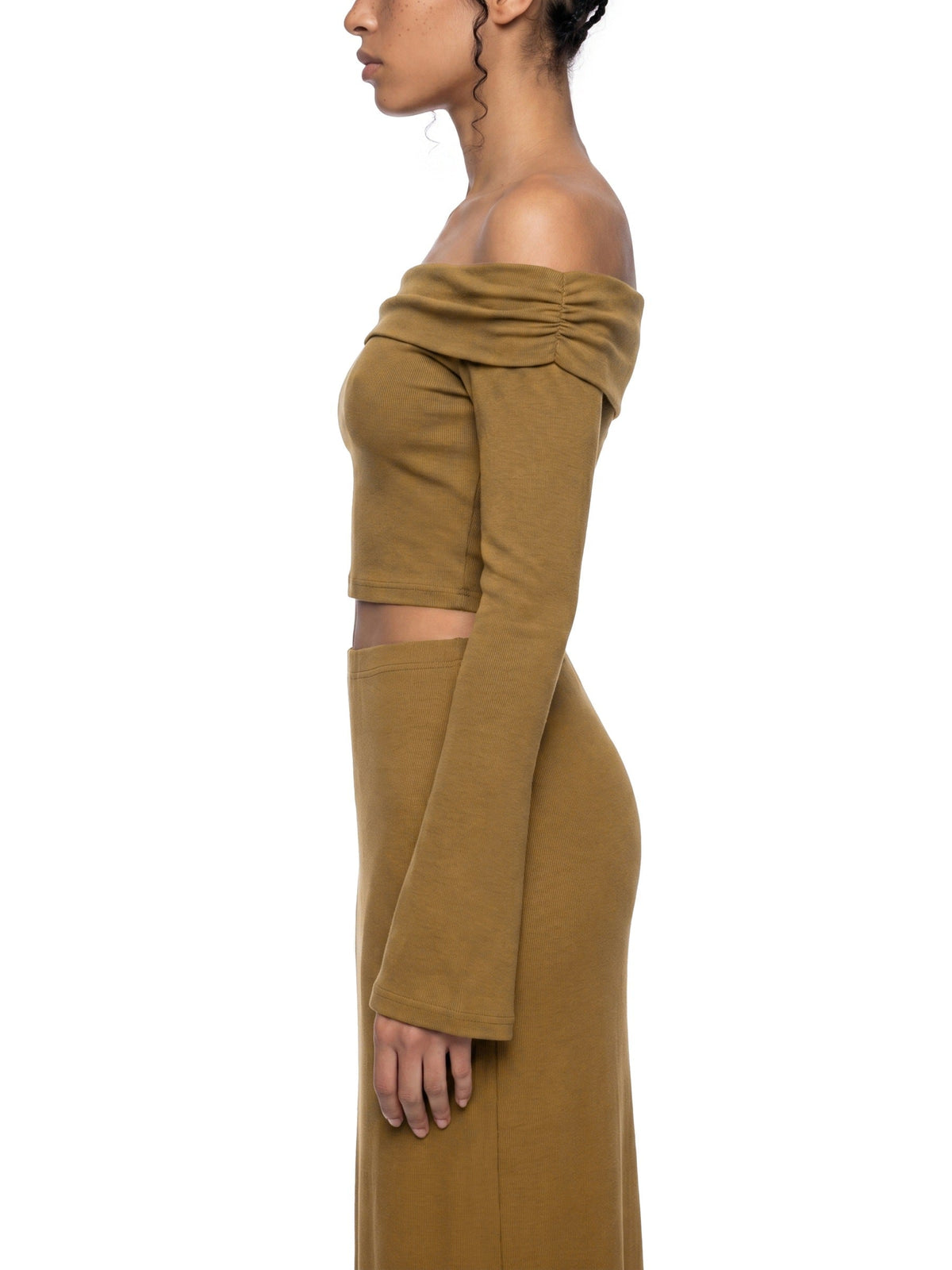 Women's Off-the-Shoulder Bell Sleeve Crop T-Shirt