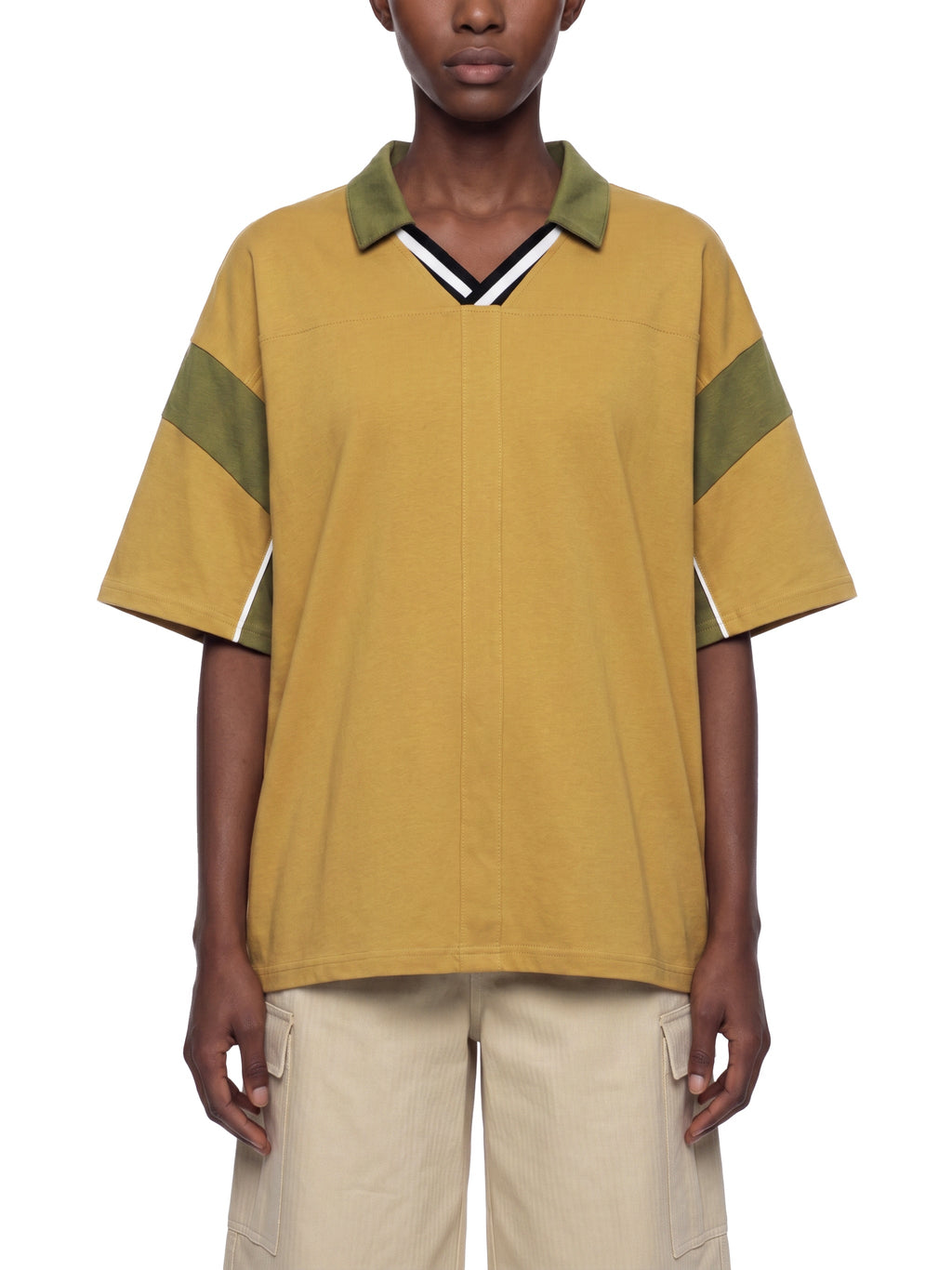 Unisex Boxy Colour Block Polo Shirt