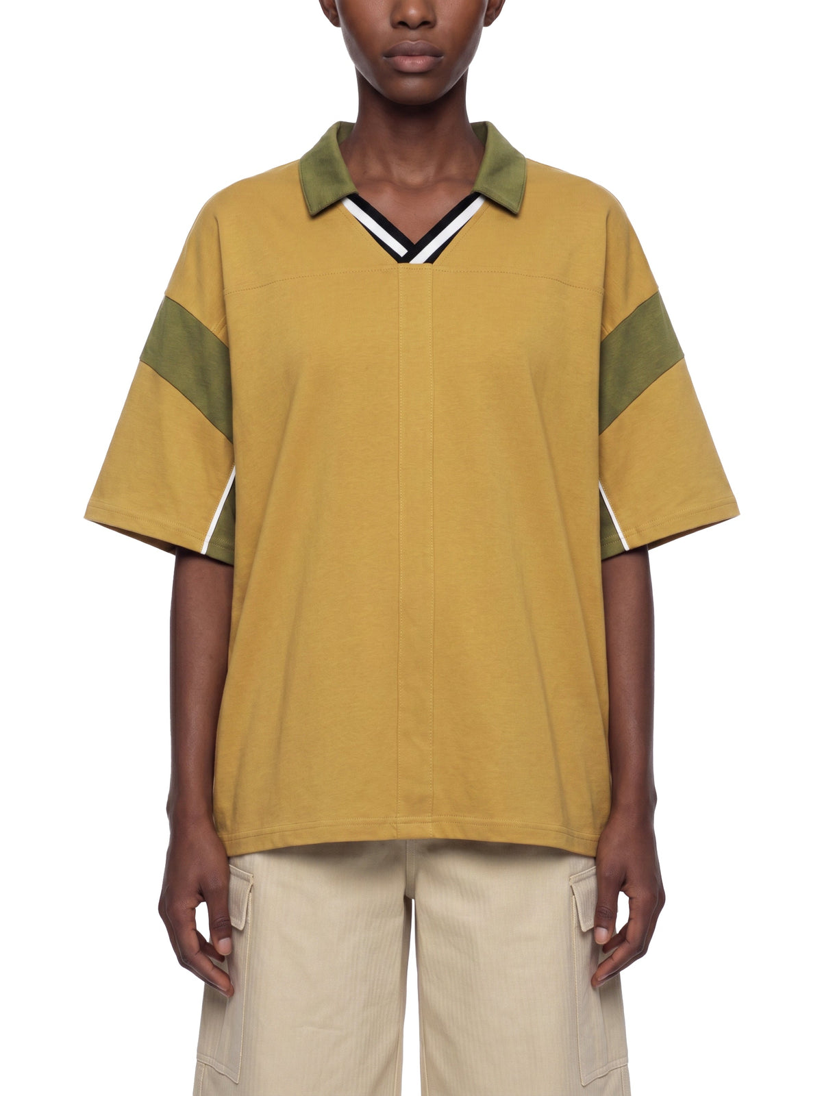Unisex Boxy Colour Block Polo Shirt