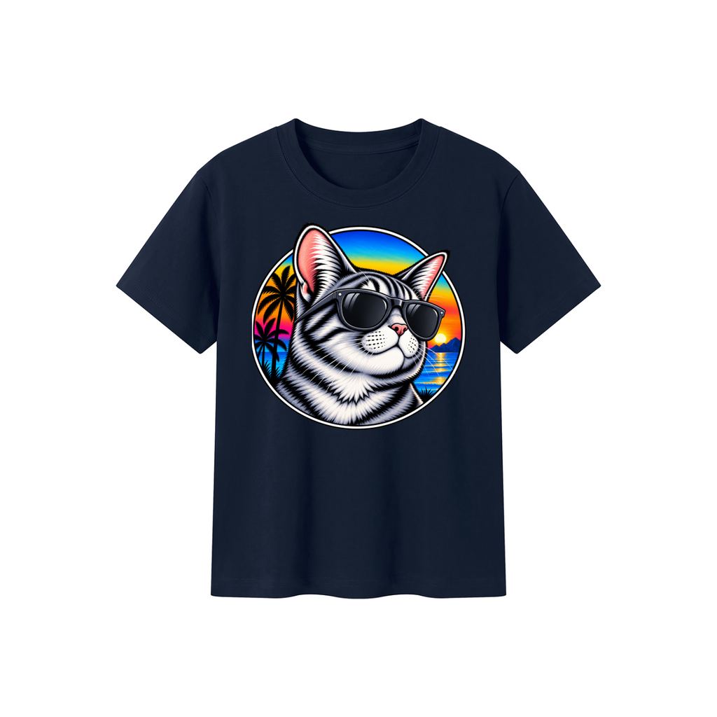 Cat Sunset Kids' Crewneck Short-Sleeve T-Shirt