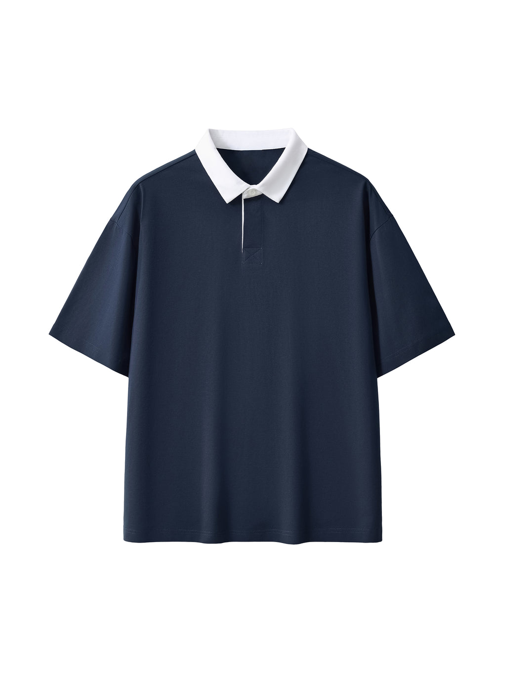 Off Script Essential Contrast Polo Shirt - Navy Blue front view