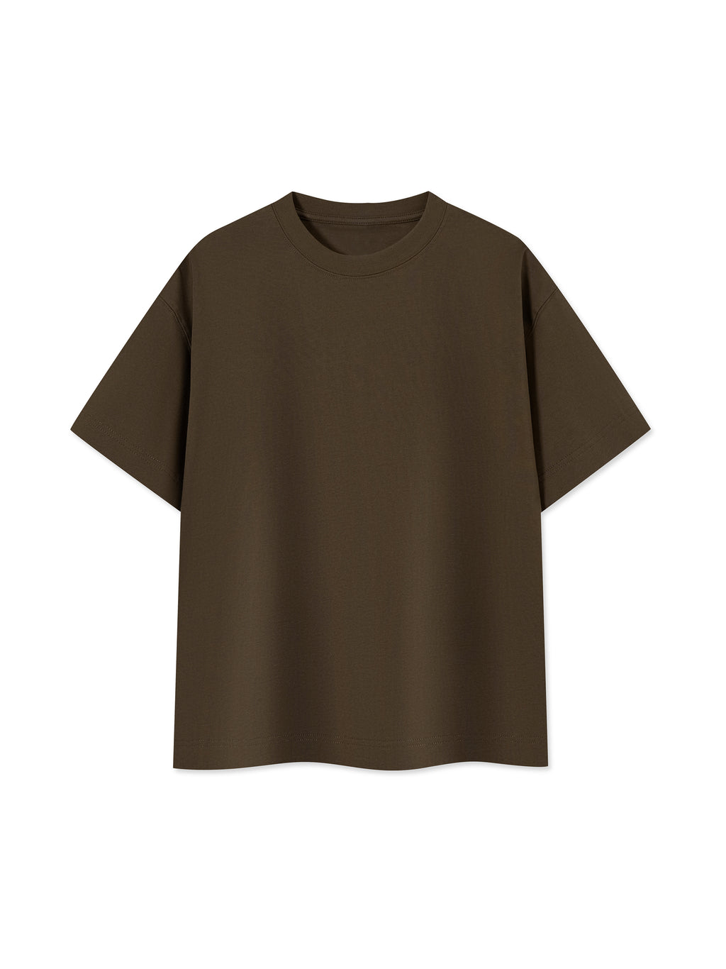 Off Script Essential Cotton Boxy T-Shirt - Coffee front view