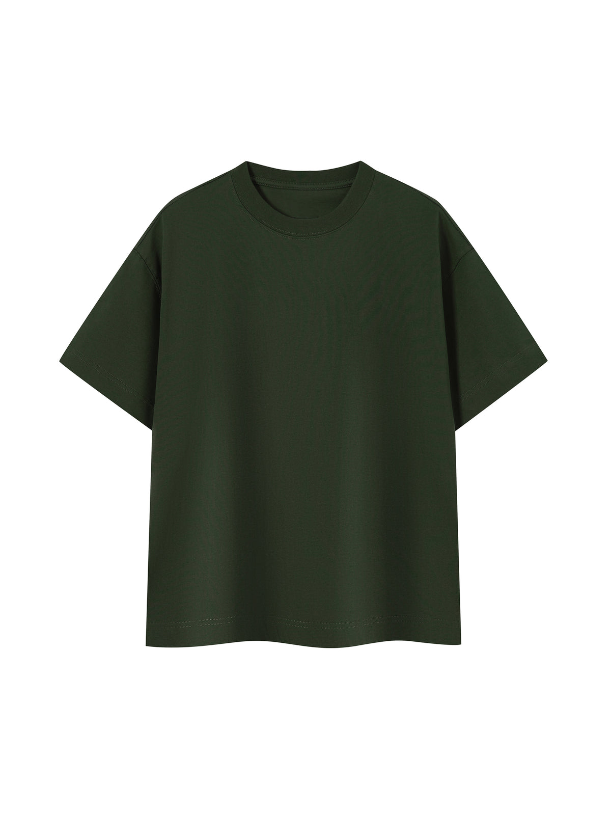 Off Script Essential Cotton Boxy T-Shirt - Dark Green front view